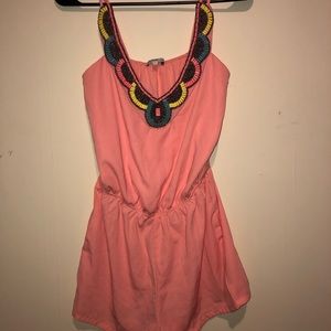 Salmon beaded romper